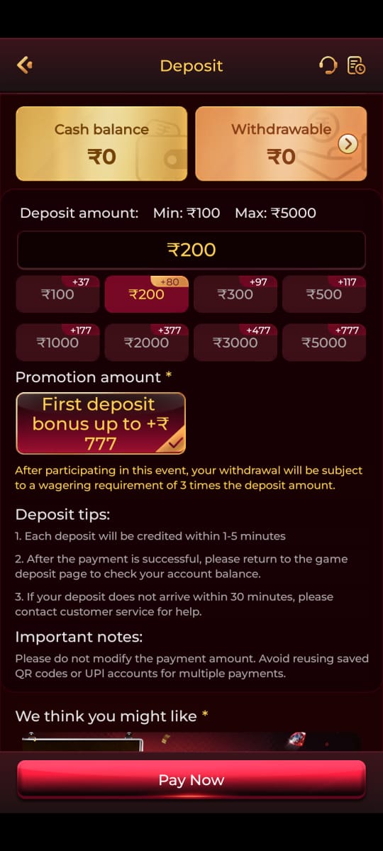 NB9 Game deposit page with recharge options, bonus offer, and Pay Now button.